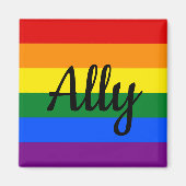 Ally | Aimant à drapeau de la fierté arc-en-ciel (Devant)