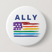 Ally Artistic Rainbow Flag Ronde Button 7,6 Cm (Voorkant)
