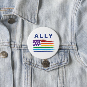 Ally Artistic Rainbow Flag Ronde Button 7,6 Cm