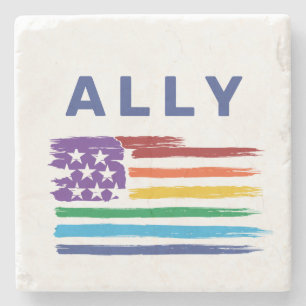Ally Artistic Rainbow Flag Stenen Onderzetter