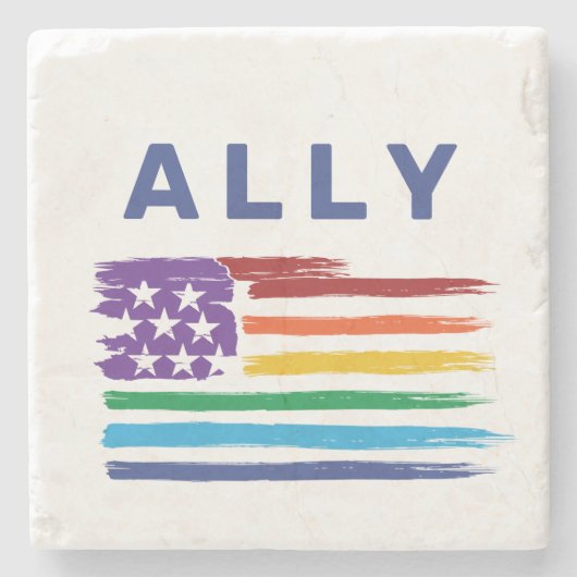 Ally Artistic Rainbow Flag Stenen Onderzetter (Voorkant)