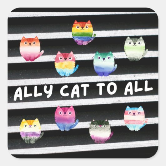 Ally Cat aan allen Vierkante Sticker (Voorkant)