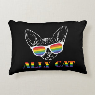 Ally Cat   Cute Cat   Regenboog   Pride Accent Kussen