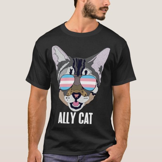 Ally Cat Funny Cat Trans Pride T-shirt (Voorkant)