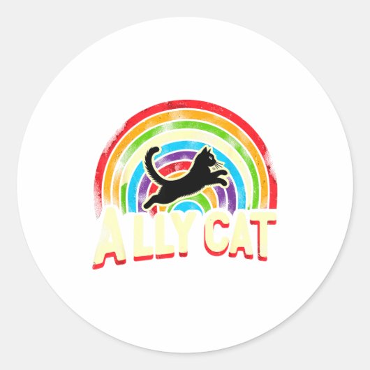 Ally Cat Lgbt Pride Cat  Ronde Sticker (Voorkant)