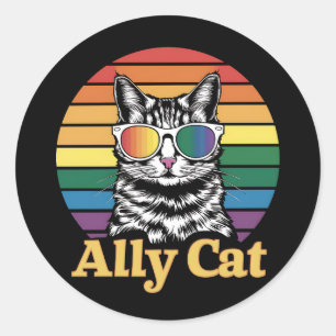 Ally Cat LGBT Regenboog Vlag LGBTQ Gift Ronde Sticker