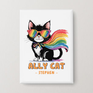 Ally Cat – Rainbow Cat LGBTQ Pride Button