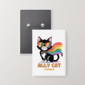 Ally Cat – Rainbow Cat LGBTQ Pride Button (Voorkant / Achterkant)