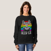 Ally Cat Rainbow Sunbril Lgbt Gay Pride Kittys Trui (Voorkant volledig)