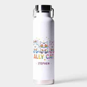 Ally Cat – Schattigee kleurrijke Cat LGBTQ Pride Waterfles
