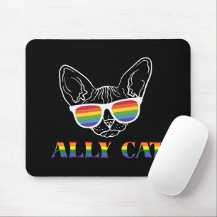 Ally Cat – Schattigee Pride Cat met regenboogzonne Muismat