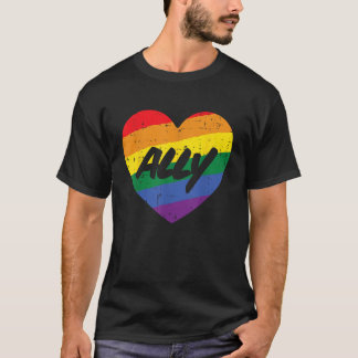 Ally Hart Gay Rainbow Pride Vlag LGBTQ Steun me T-shirt