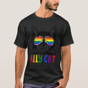 Ally Kat Lgbt Gay Regenboog Pride Vlag Jongens Man T-shirt