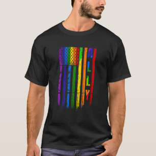 Ally LGBT LGBTQ Rainbow Pride Amerikaanse vlag 4e  T-shirt