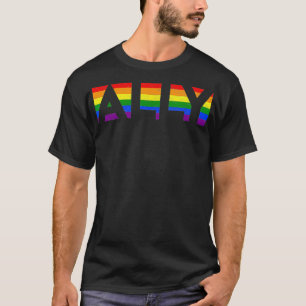 ALLY LGBTQ Rainbow Pride Flag Lesbian Gay T-shirt