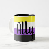 Ally Mug de drapeau non-binaire (Devant gauche)