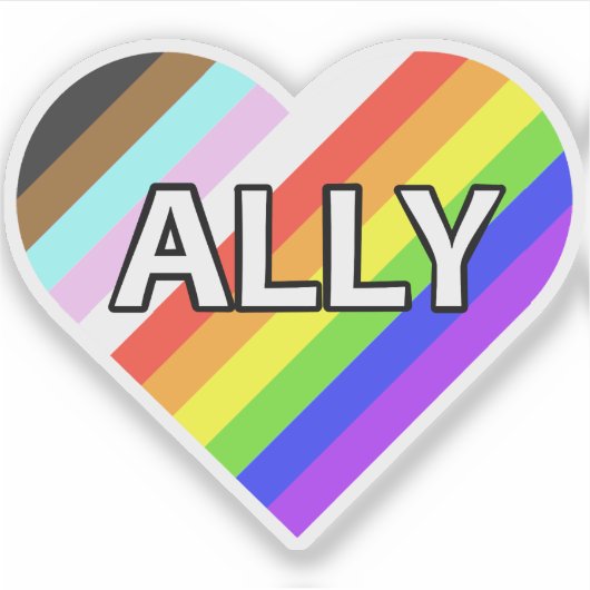Ally Pride Heart Custom-Cut Vinyl Sticker (Voorkant)