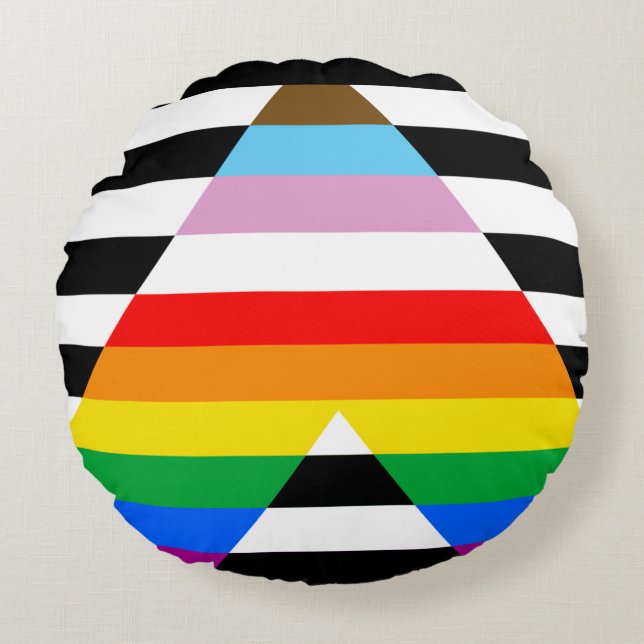 Ally Progress Pride Vlag Rond Kussen (Voorkant)