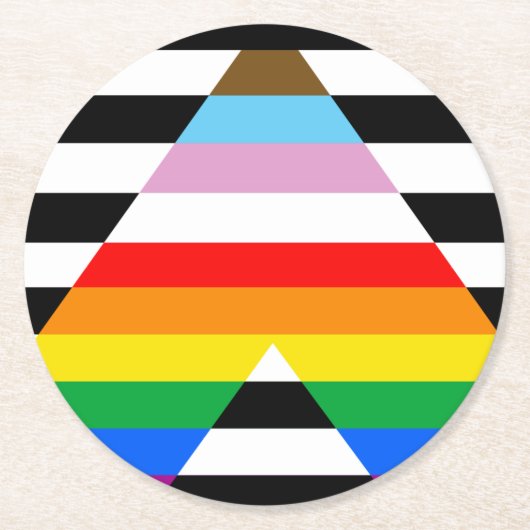 Ally Progress Pride Vlag Ronde Kartonnen Onderzetter (Voorkant)