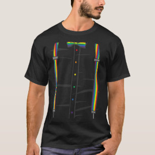 Ally Rainbow Bow Stropdas Suspenders Gay Pride Mon T-shirt
