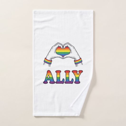 Ally Rainbow Hands Heart Vintage Pride Conception (Serviette à main)