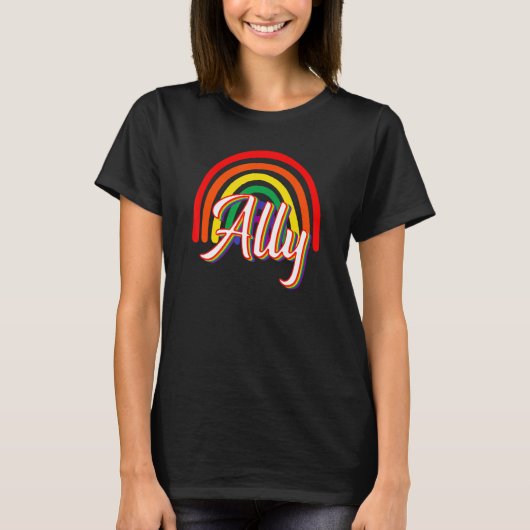 Ally Rainbow LGBTQ Gay Equality Trans Lesbian Quee T-shirt (Voorkant)
