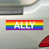 Ally Rainbow Striped Pride Flag Bumpersticker (Op auto)
