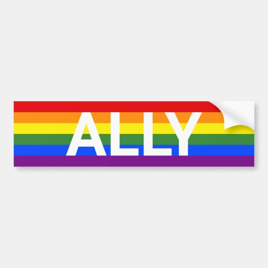 Ally Rainbow Striped Pride Flag Bumpersticker (Voorkant)