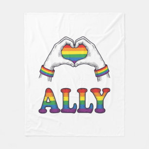 Ally Regenboog Handen Hart Vintage Pride T-shirt O Fleece Deken