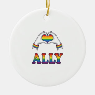 Ally Regenboog Handen Hart Vintage Pride T-shirt O Keramisch Ornament