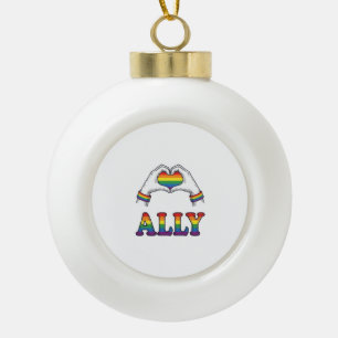 Ally Regenboog Handen Hart Vintage Pride T-shirt O Keramische Bal Ornament
