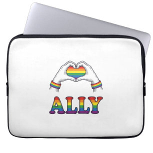Ally Regenboog Handen Hart Vintage Pride T-shirt O Laptop Sleeve