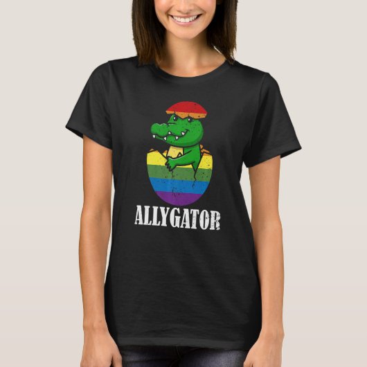 Allygator LGBT Pride Flag Eggshell Alligator LGBTQ T-shirt (Voorkant)