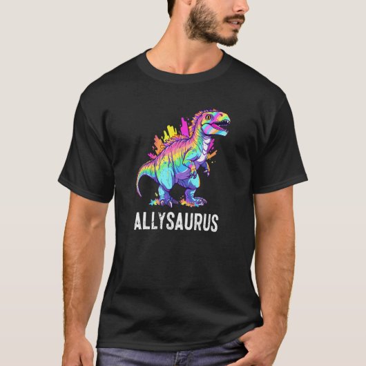 Allysaurus Dinosaur Funny Dino Ally Pride Equality T-shirt (Voorkant)