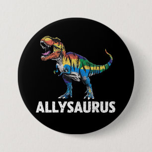 Allysaurus LGBT Dinosaurus Regenboog Vlag Ally LGB Ronde Button 7,6 Cm