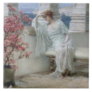Alma-Tadema Haar ogen zijn bij haar gedachten? Tegeltje