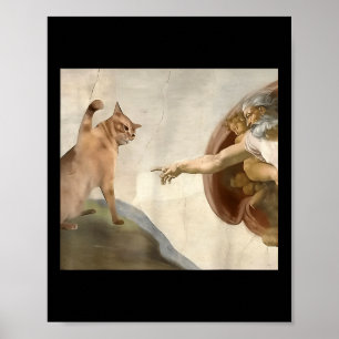 Almachtige slap grappige kat God Schepping van Ada Poster