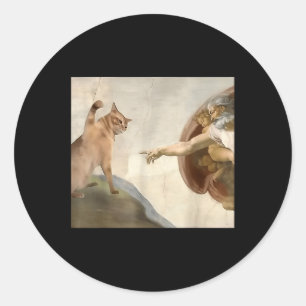 Almachtige slap grappige kat God Schepping van Ada Ronde Sticker