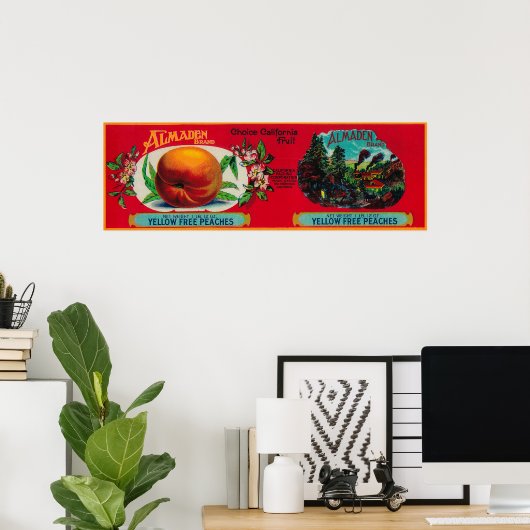 Almaden Peach Label Poster (Thuiskantoor)