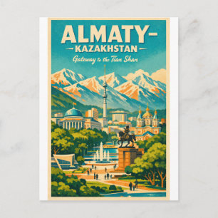 Almaty stad, Kazachstan Reis naar het verleden Briefkaart