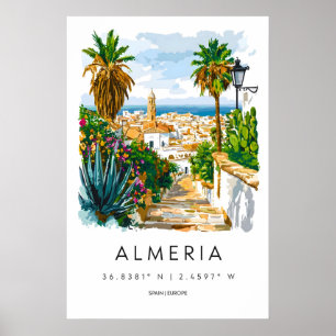 Almeria Aquarel Vintage Reisposter Skiën Poster