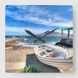 Almería, La Isleta Del Moro   Mar Mediterráneo Vierkante Klok