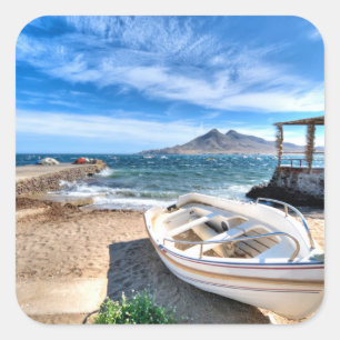 Almería, La Isleta Del Moro Mar Mediterráneo Vierkante Sticker