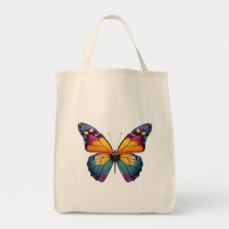 Almofada com um desenho de uma Borboleta colorida. Tote Bag