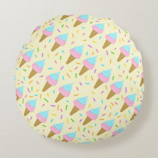 Almofada fofa com estampa contínua de sorvetes rond kussen (Voorkant)