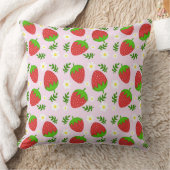 Almofada fofa design contínuo morangos fundo rosa kussen (Deken)
