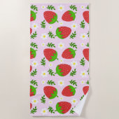 Almofada fofa design contínuo morangos fundo rosa strandlaken (Voorkant)