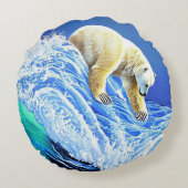 Almofada Image: Polar bear in the sea. Rond Kussen (Achterkant)
