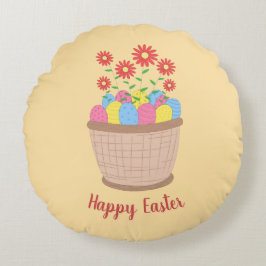 Almofada redonda de Páscoa (Happy Easter) Rond Kussen