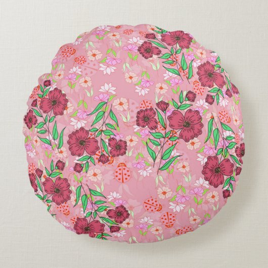 Almofada Redonda Jardim de flores Rond Kussen (Voorkant)